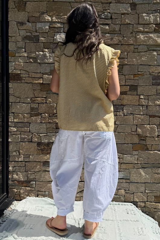 Arbi Gingham Y Blouse Mustard